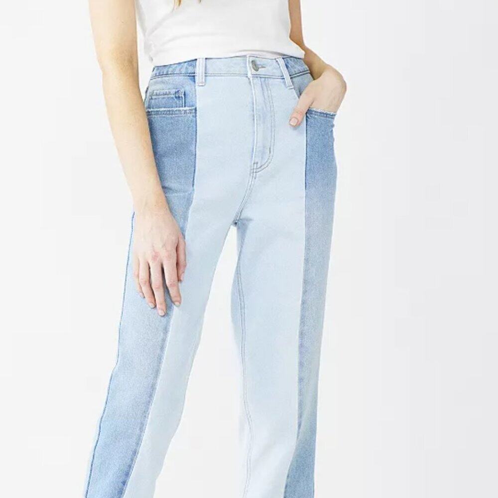 Almost Famous Size 9 straight leg two-toned jeans